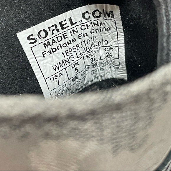 Sorel Lexie Black Camo Wedge Boot Womens 7 Leather Grey Gray - Picture 8 of 8